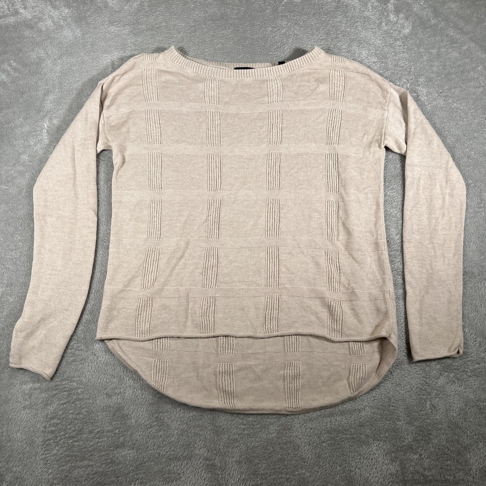 ATM Sweater Womens Small Beige Silk Wool Cashmere Textured Hi Low Hem Knit